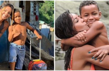 Atriz brasileira adota menino que morava em lixão
