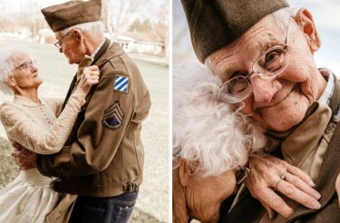 Avó voltou a usar vestido de noiva para comemorar 70 anos de casamento com o marido