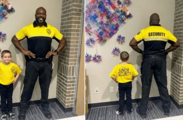 Menino de 5 anos se veste de segurança da sua escola para o “Dia de se vestir como sua pessoa favorita”